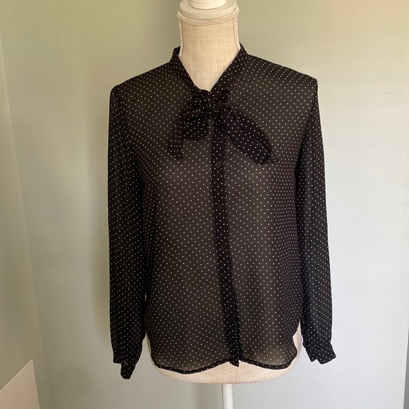 Forever 21 Sheer black polka dot dress shirt - Picture 1 of 3